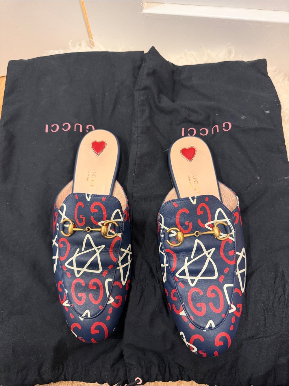 Gucci Princetown GucciGhost Leather Mule (size US7.5/38)